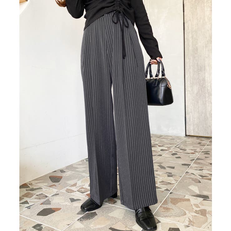 センタープレスツータックセミワイドストライプパンツ | moment+ | 詳細画像15 