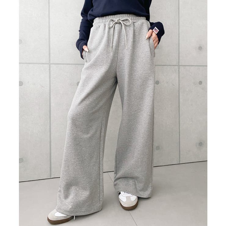 杢グレー | 裏毛ストレートスウェットパンツ 綿100%ヘビーウェイト | moment+