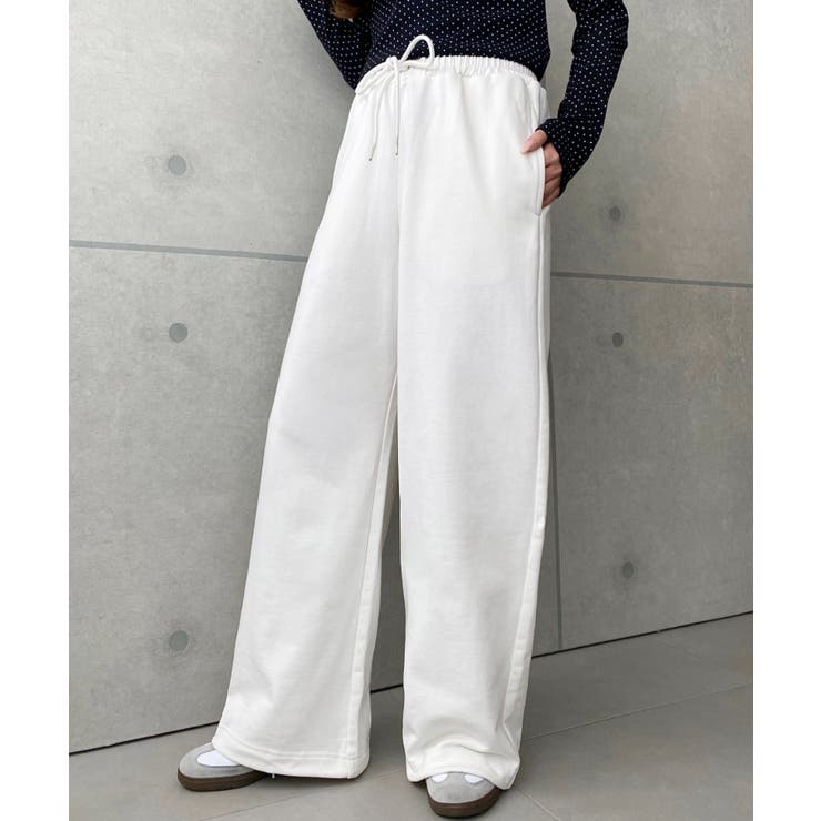 アイボリー | 裏毛ストレートスウェットパンツ 綿100%ヘビーウェイト | moment+