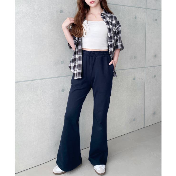 裏毛スウェットフレアパンツ 綿100％ヘビーウエイト | moment+ | 詳細画像13 