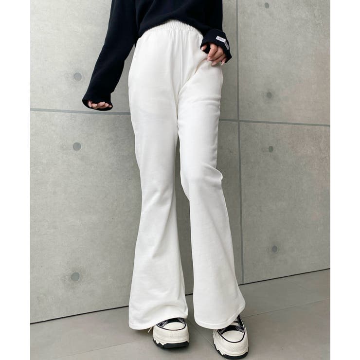 裏毛スウェットフレアパンツ 綿100％ヘビーウエイト | moment+ | 詳細画像3 