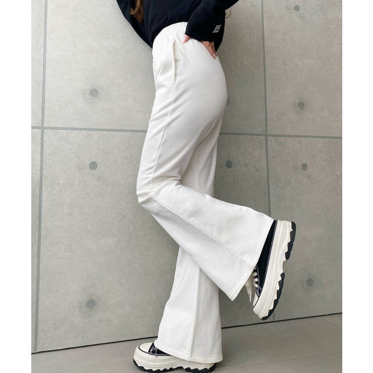 裏毛スウェットフレアパンツ 綿100％ヘビーウエイト | moment+ | 詳細画像4 