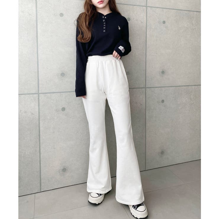 裏毛スウェットフレアパンツ 綿100％ヘビーウエイト | moment+ | 詳細画像5 