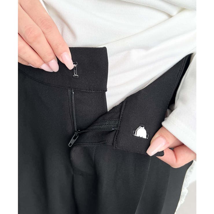 サイドレースハイウエストツータックセミワイドスラックスパンツ | moment+ | 詳細画像20 