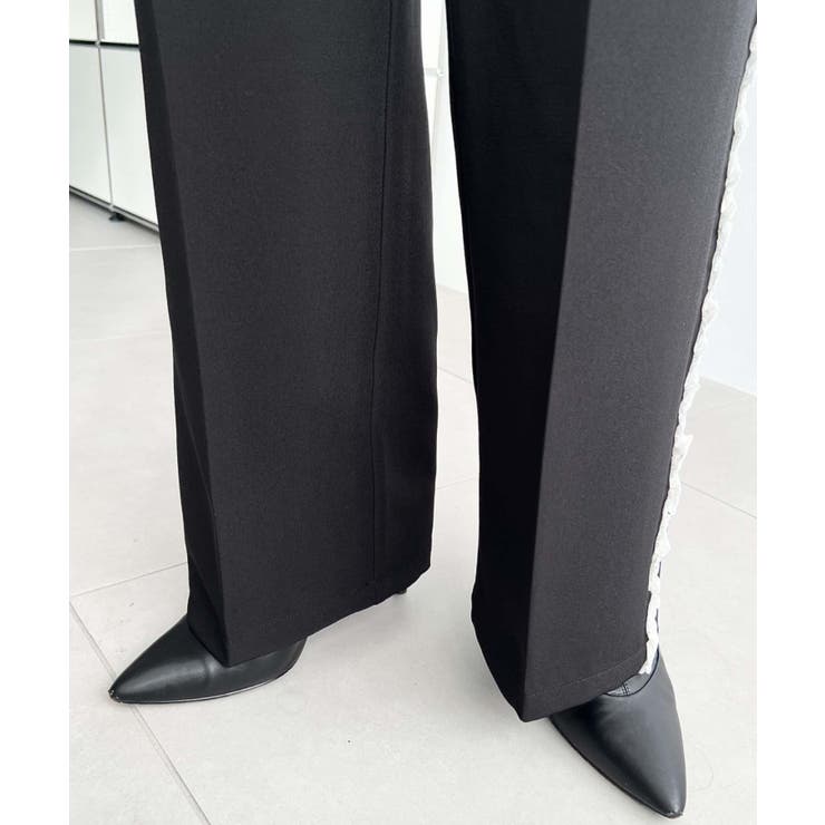 サイドレースハイウエストツータックセミワイドスラックスパンツ | moment+ | 詳細画像23 