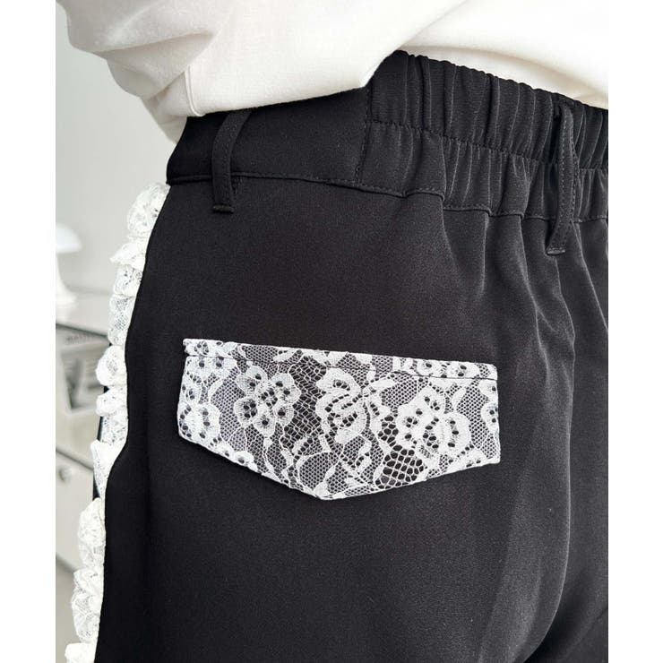 サイドレースハイウエストツータックセミワイドスラックスパンツ | moment+ | 詳細画像25 