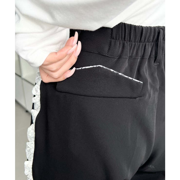 サイドレースハイウエストツータックセミワイドスラックスパンツ | moment+ | 詳細画像26 