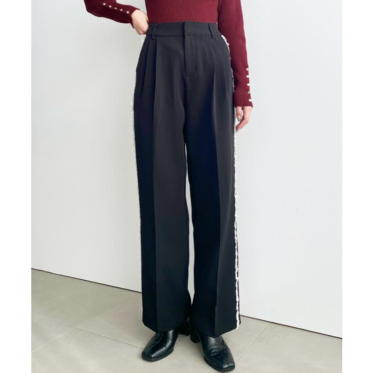 サイドレースハイウエストツータックセミワイドスラックスパンツ | moment+ | 詳細画像30 