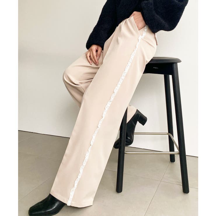 サイドレースハイウエストツータックセミワイドスラックスパンツ | moment+ | 詳細画像44 