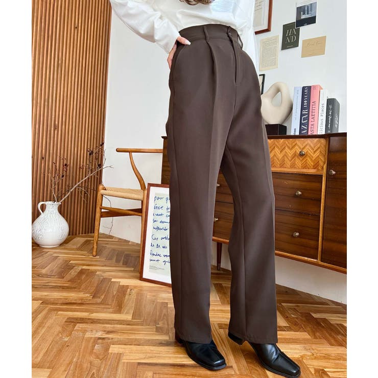 カットジョーゼットセンタープレスストレートスラックスパンツ | moment+ | 詳細画像40 
