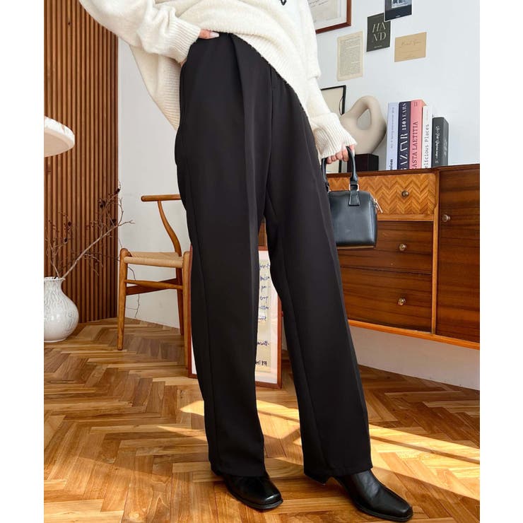 カットジョーゼットセンタープレスストレートスラックスパンツ | moment+ | 詳細画像41 