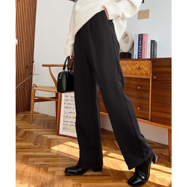 カットジョーゼットセンタープレスストレートスラックスパンツ | moment+ | 詳細画像44 