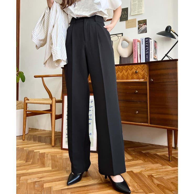 カットジョーゼットセンタープレスストレートスラックスパンツ | moment+ | 詳細画像45 