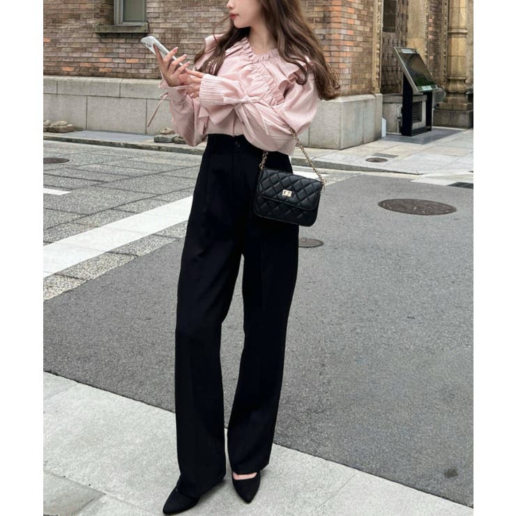 カットジョーゼットセンタープレスストレートスラックスパンツ | moment+ | 詳細画像50 