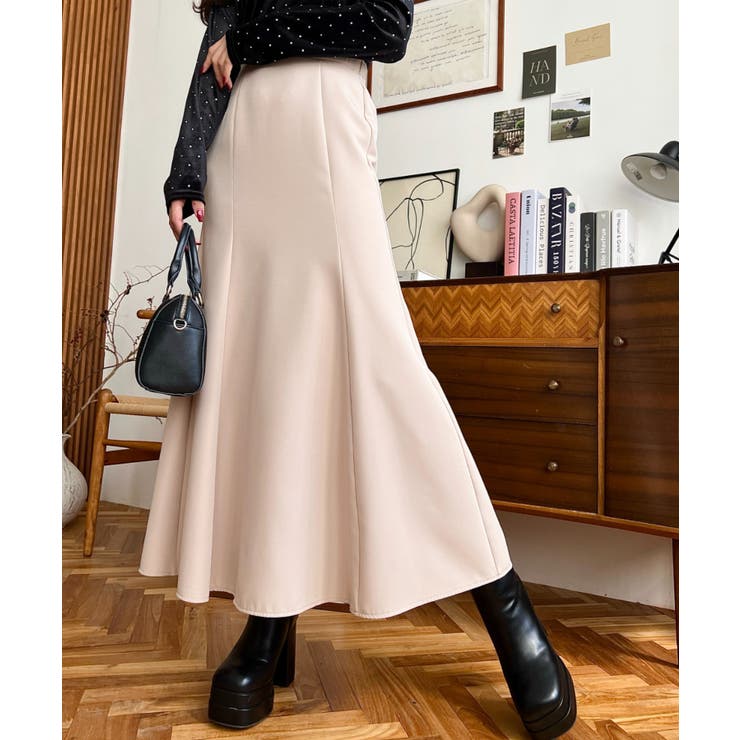 新作テーラーメイドフレアスカートM カットジョーゼットマーメイドフレアスカート[品番：ERMW0000299