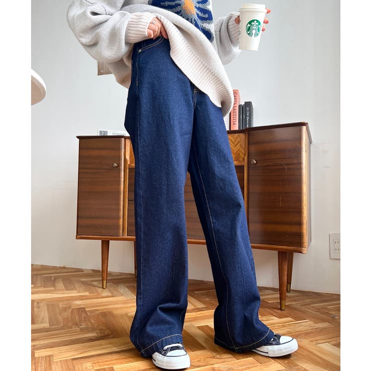 デニム＆ツイルハイウェストストレートパンツ | moment+ | 詳細画像10 