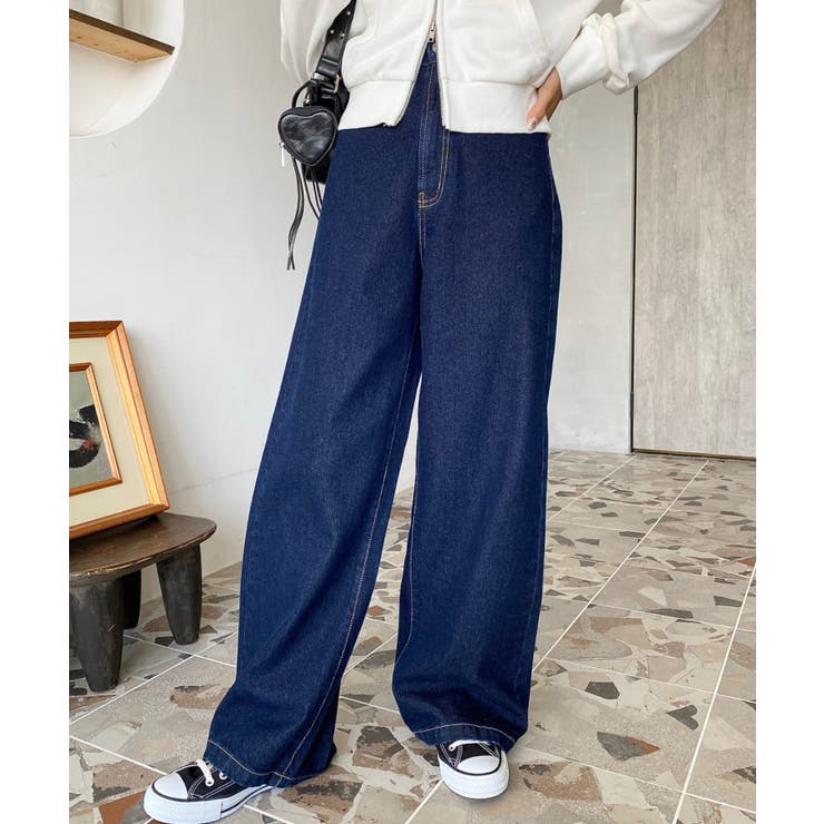 デニム＆ツイルハイウェストストレートパンツ | moment+ | 詳細画像11 