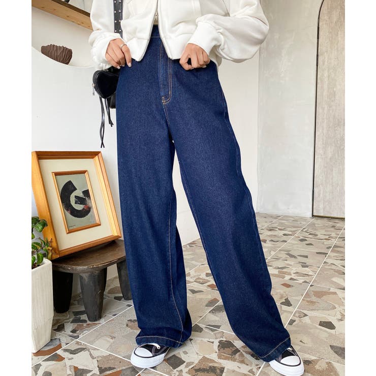 デニム＆ツイルハイウェストストレートパンツ | moment+ | 詳細画像12 