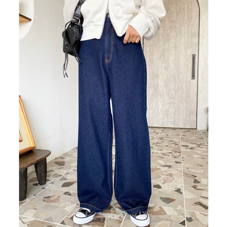 デニム＆ツイルハイウェストストレートパンツ | moment+ | 詳細画像13 