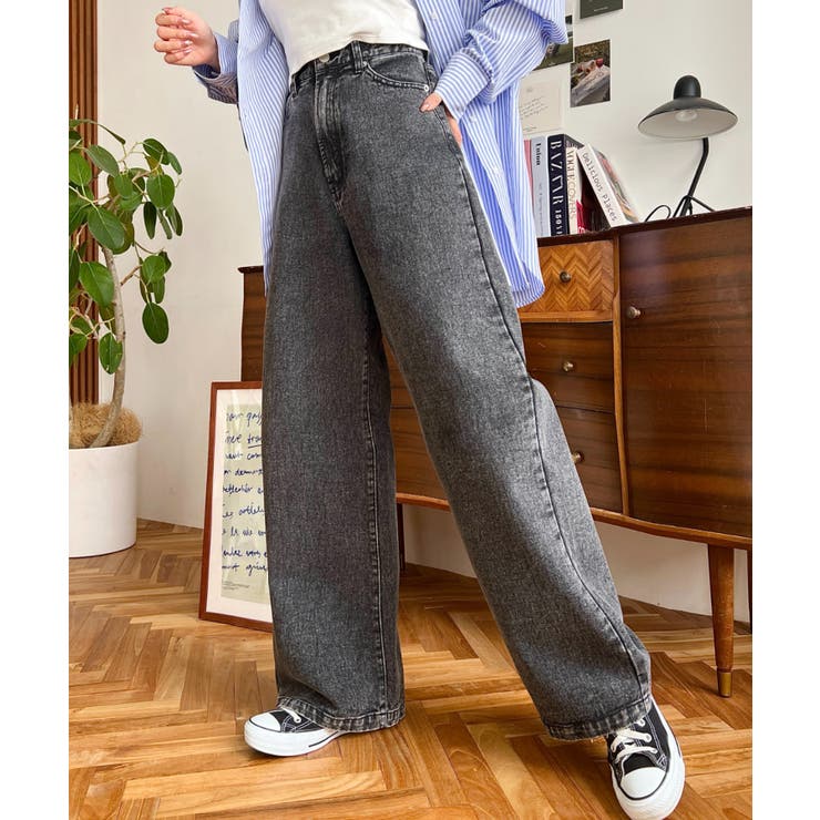 デニム＆ツイルハイウェストストレートパンツ | moment+ | 詳細画像17 