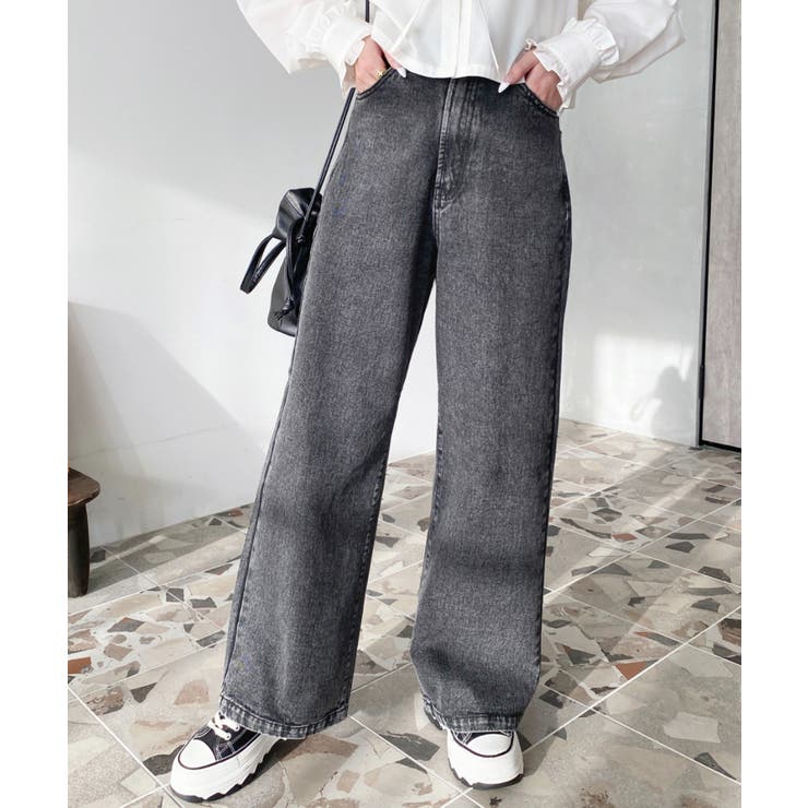 デニム＆ツイルハイウェストストレートパンツ | moment+ | 詳細画像25 