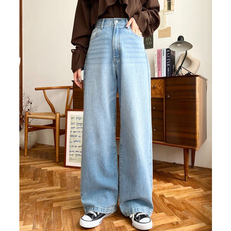 デニム＆ツイルハイウェストストレートパンツ | moment+ | 詳細画像36 