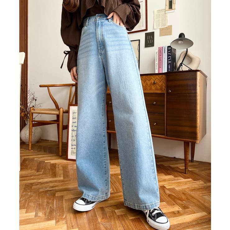 デニム＆ツイルハイウェストストレートパンツ | moment+ | 詳細画像37 