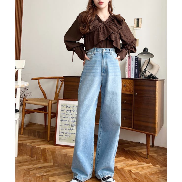 デニム＆ツイルハイウェストストレートパンツ | moment+ | 詳細画像39 