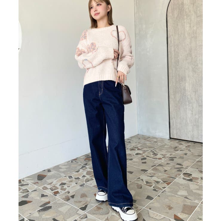 デニム＆ツイルハイウェストストレートパンツ | moment+ | 詳細画像4 