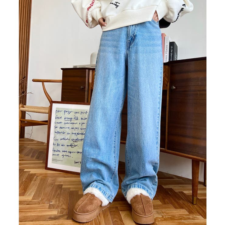 デニム＆ツイルハイウェストストレートパンツ | moment+ | 詳細画像40 