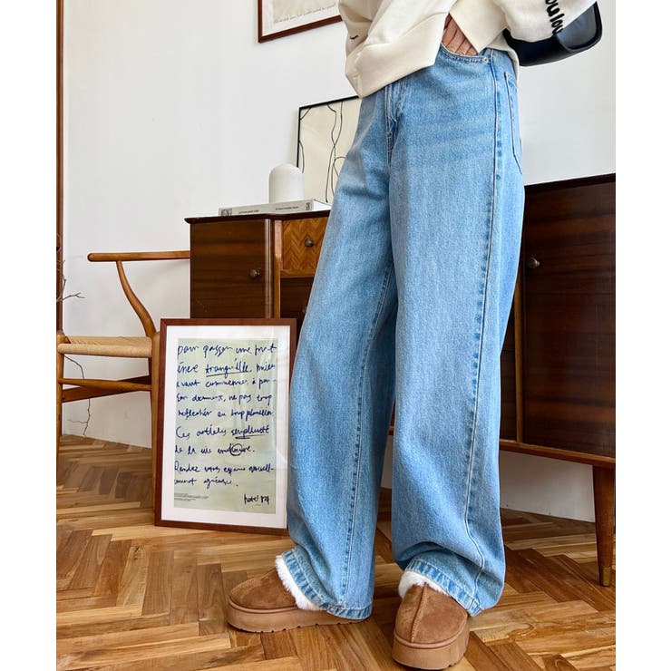 デニム＆ツイルハイウェストストレートパンツ | moment+ | 詳細画像41 