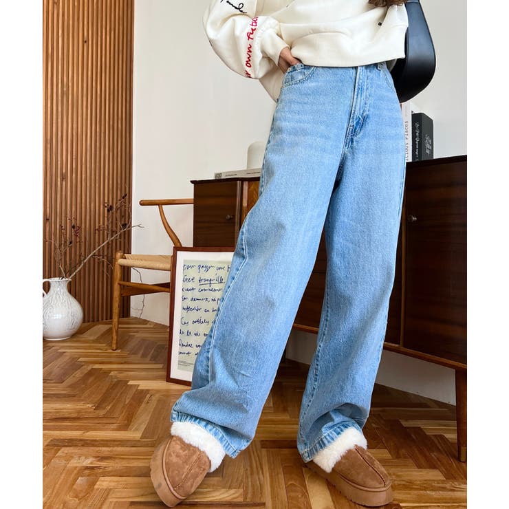 デニム＆ツイルハイウェストストレートパンツ | moment+ | 詳細画像43 