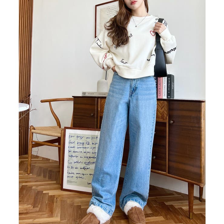 デニム＆ツイルハイウェストストレートパンツ | moment+ | 詳細画像45 