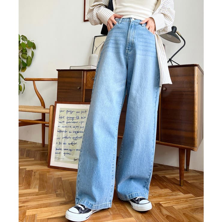 デニム＆ツイルハイウェストストレートパンツ | moment+ | 詳細画像46 