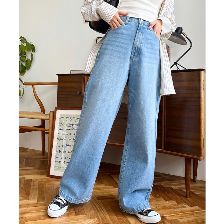 デニム＆ツイルハイウェストストレートパンツ | moment+ | 詳細画像49 