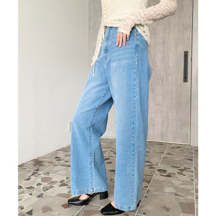 デニム＆ツイルハイウェストストレートパンツ | moment+ | 詳細画像54 