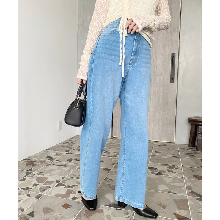 デニム＆ツイルハイウェストストレートパンツ | moment+ | 詳細画像55 