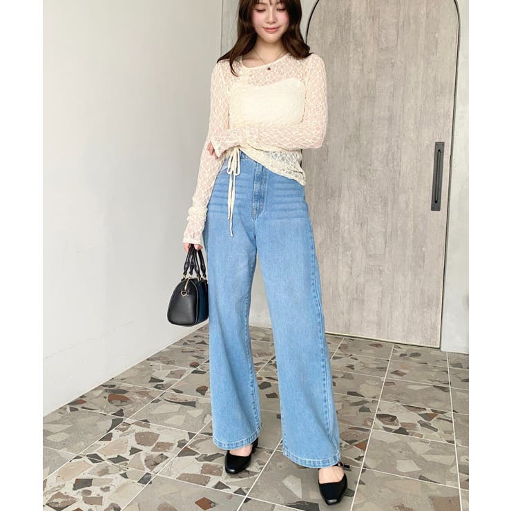 デニム＆ツイルハイウェストストレートパンツ | moment+ | 詳細画像56 