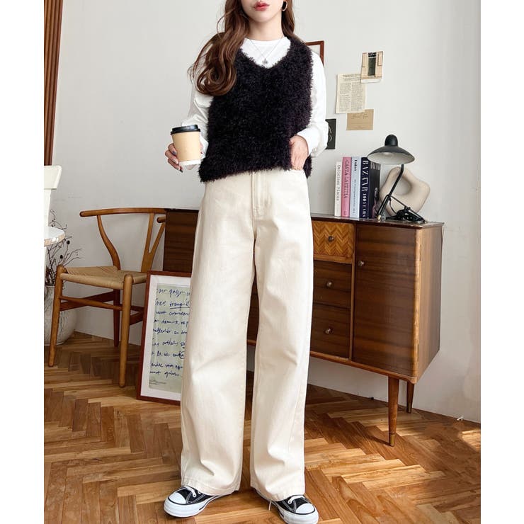 デニム＆ツイルハイウェストストレートパンツ | moment+ | 詳細画像60 