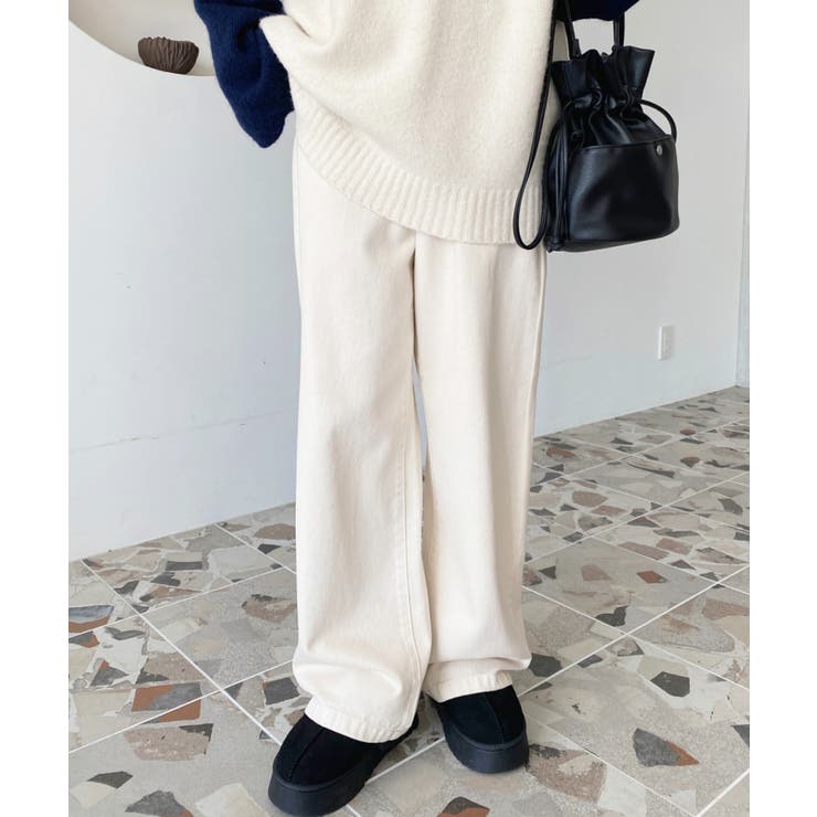 デニム＆ツイルハイウェストストレートパンツ | moment+ | 詳細画像62 