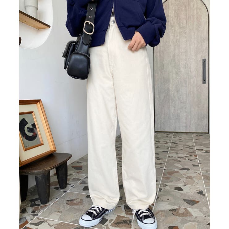 デニム＆ツイルハイウェストストレートパンツ | moment+ | 詳細画像65 