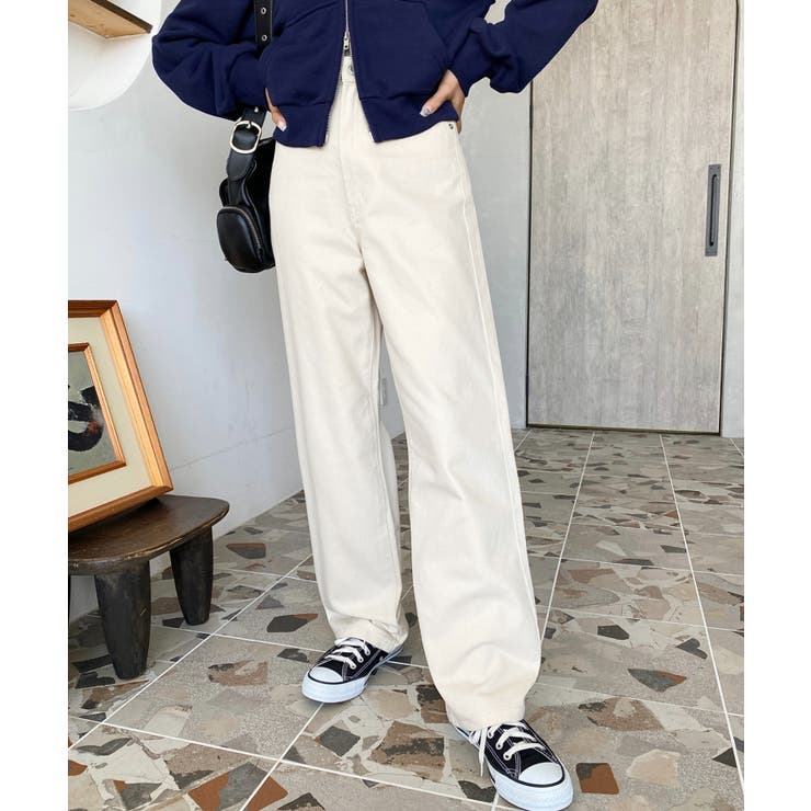 デニム＆ツイルハイウェストストレートパンツ | moment+ | 詳細画像66 