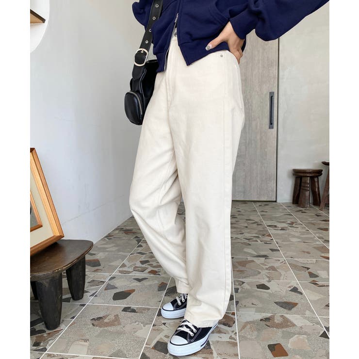 デニム＆ツイルハイウェストストレートパンツ | moment+ | 詳細画像67 