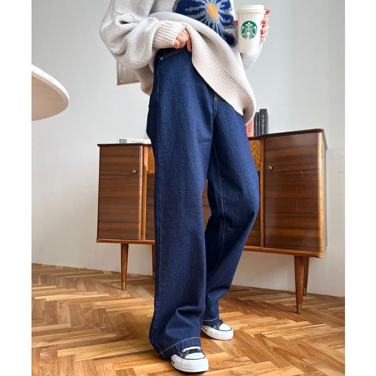 デニム＆ツイルハイウェストストレートパンツ | moment+ | 詳細画像9 