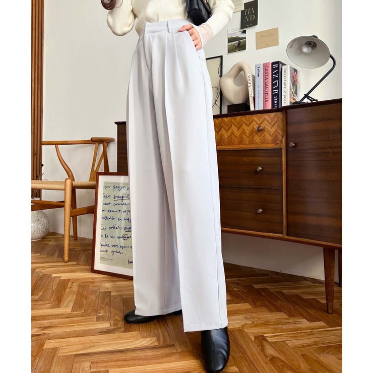 カットジョーゼットセンタープレスハイウエストツータックセミワイドスラックスパンツ | moment+ | 詳細画像17 