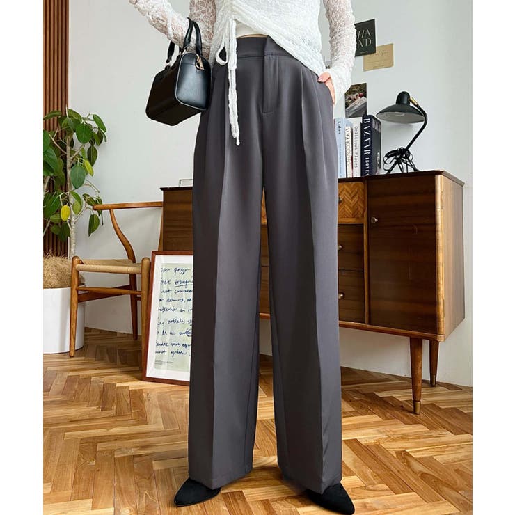 カットジョーゼットセンタープレスハイウエストツータックセミワイドスラックスパンツ | moment+ | 詳細画像27 