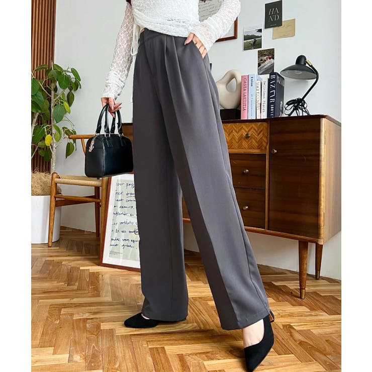 カットジョーゼットセンタープレスハイウエストツータックセミワイドスラックスパンツ | moment+ | 詳細画像29 