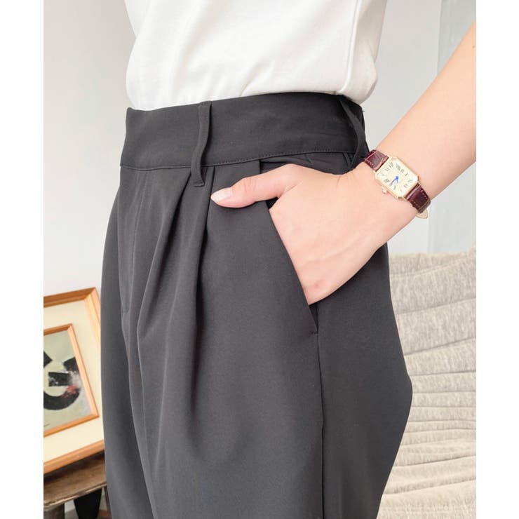 カットジョーゼットセンタープレスハイウエストツータックセミワイドスラックスパンツ | moment+ | 詳細画像35 