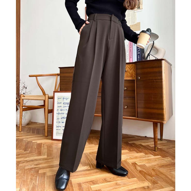 カットジョーゼットセンタープレスハイウエストツータックセミワイドスラックスパンツ | moment+ | 詳細画像39 