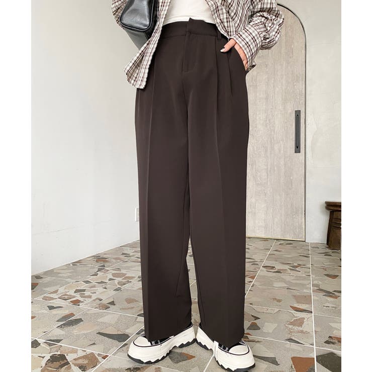 カットジョーゼットセンタープレスハイウエストツータックセミワイドスラックスパンツ | moment+ | 詳細画像41 